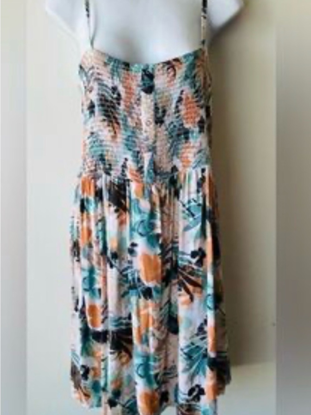 Roxy Peach, Teal & Black Floral Viscose Top